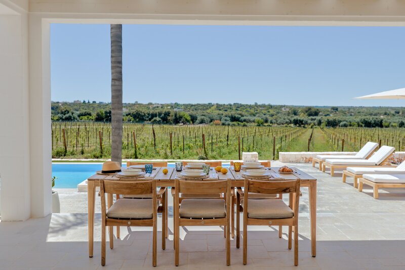 Table facing the Tenuta Legaro Vineyard.